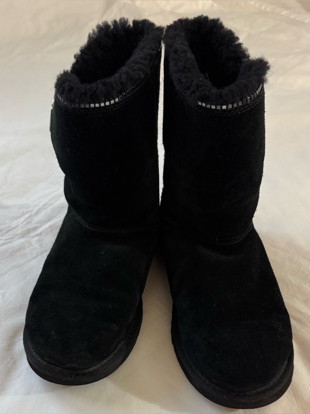 UGG Florence Kids Short Black Suede Zipper Boots US 5